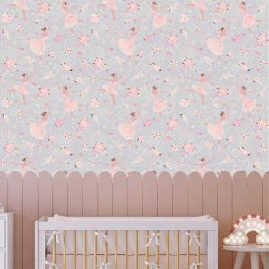 PAPEL DE PAREDE INFANTIL BALLET PINK Vinil 0,010mm - Auto adesivo Sob medida - PADRÃO Impressão Digital Fosco - Liso Dividimos em rolos de 40 a 60 cm Imagens meramente ilustrativas